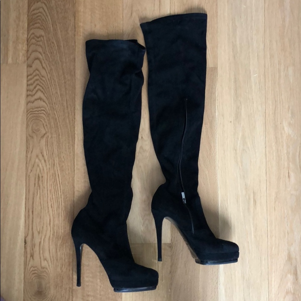 Over the knee suede high heals